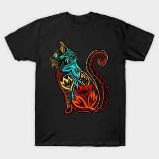 Cat in Lotus Tattoo T-Shirt
